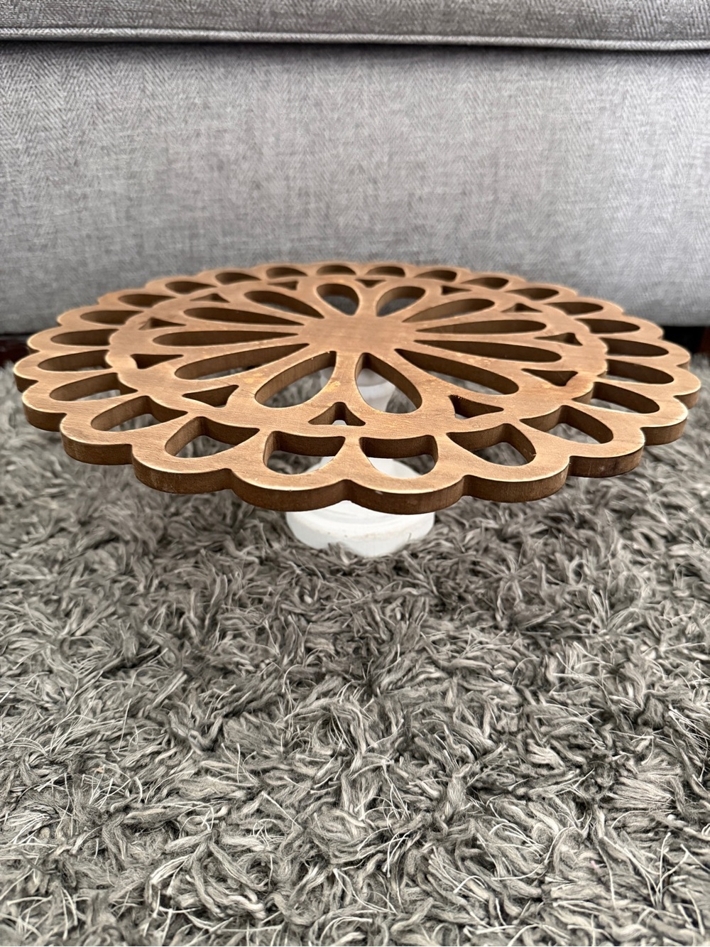 Wood Floral Design Cake Stand - Picture 5 of 6